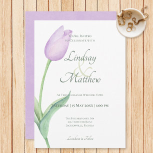 Lavender Tulip Solo Lila Moderne Hochzeit Einladung
