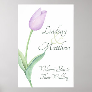 Lavender Tulip Solo Moderne Lila Hochzeit Willkomm Poster