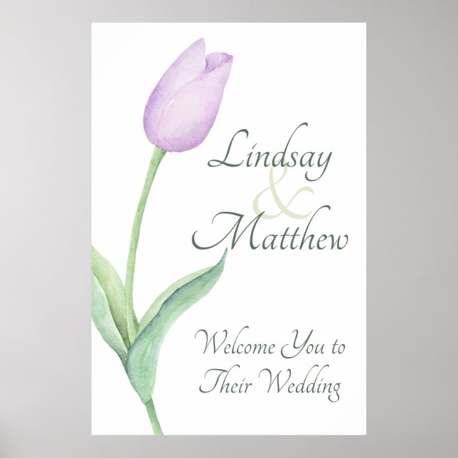 Lavender Tulip Solo Moderne Lila Hochzeit Willkomm Poster (Vorne)