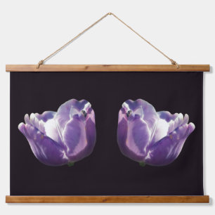 Lavender Tulip Twins Blumenkunst Wandteppich Mit Holzrahmen
