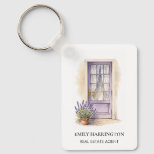 Lavender-Tür-Aquarell-Logo Immobilienmakler Schlüsselanhänger