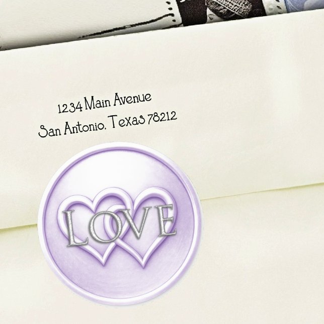 Lavender Two Hearts Intertwined Wedding Runder Aufkleber (Von Creator hochgeladen)