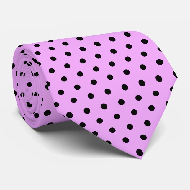 Lavender und Black Polka Dots Krawatte (Gerollt)