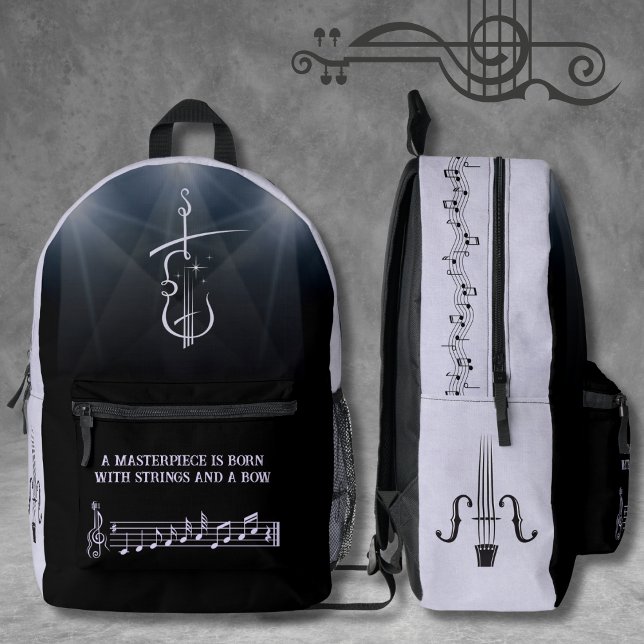 Lavender und Black Viola Orchestra Backpack Bedruckter Rucksack (Elegant and sweet gift idea for violist player)