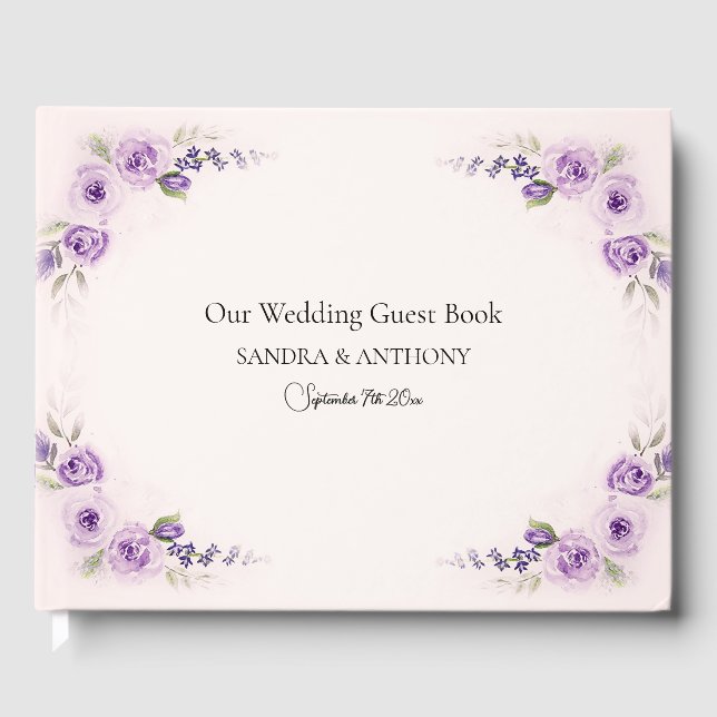 Lavender und Blush Wedding Guest Book Gästebuch (Vorderseite)