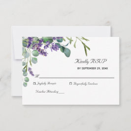 Lavender und Eucalyptus Elegant Wedding RSVP Card Karte