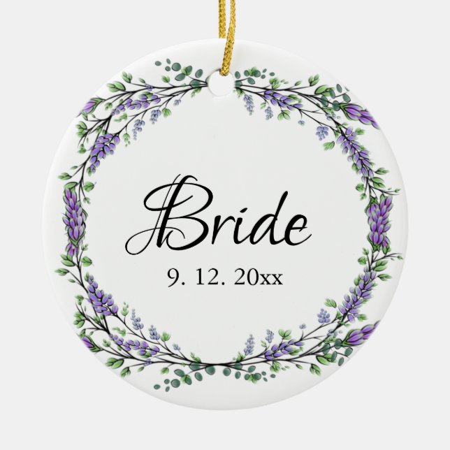 Lavender und Eukalyptus Bride Keramik Ornament (Vorne)