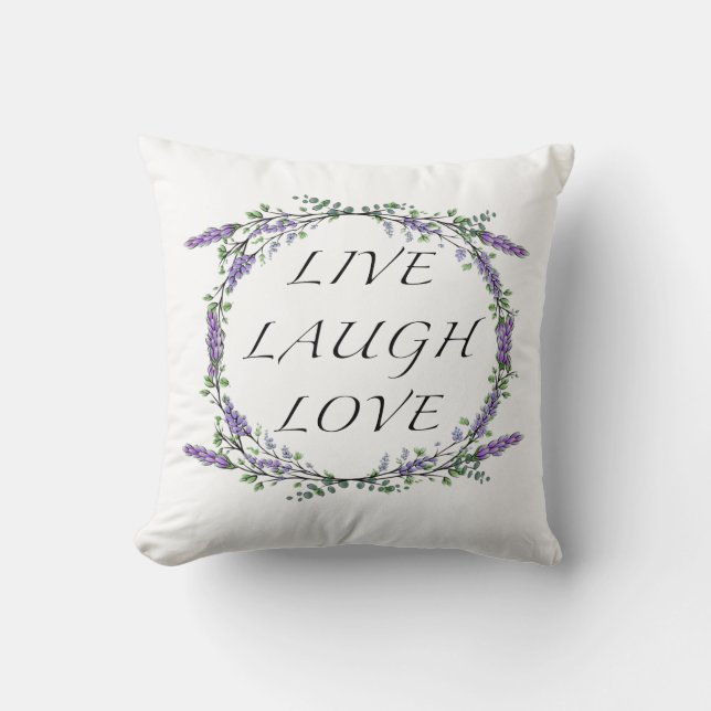 Lavender und Eukalyptus Live Laugh Liebe Kissen (Vorderseite)