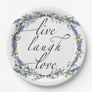 Lavender und Eukalyptus Live Laugh Liebe Pappteller