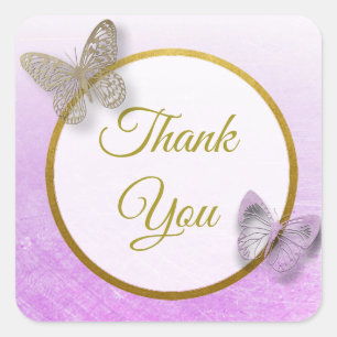 Lavender und Gold Butterfly Danke Stickers