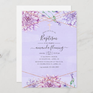 Lavender und Gold Floral Geometric Baptisse Einladung