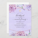 Lavender und Gold Floral Geometric Bat Mitzvah Einladung<br><div class="desc">Pastelllavender und Imitate Gold Glitzer geometrische Fledermaus Mitzvah Einladung mit Akzenten von blau und ätherisch grün.</div>