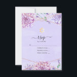 Lavender und Gold Floral Geometric Bat Mitzvah RSVP Karte<br><div class="desc">Pastelllavender und Imitate Gold Glitzer geometrische Fledermaus Mitzvah uAwg mit Akzenten von blau und ätherisch grün.</div>