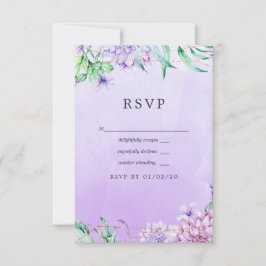 Lavender und Gold Floral Geometric Wedding RSVP Karte