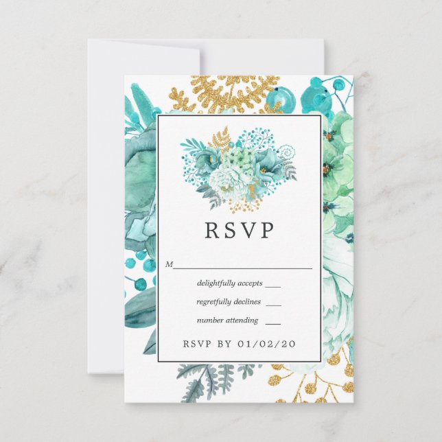 Lavender und Gold Floral Geometric Wedding RSVP Karte (Vorderseite)
