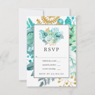 Lavender und Gold Floral Geometric Wedding RSVP Karte