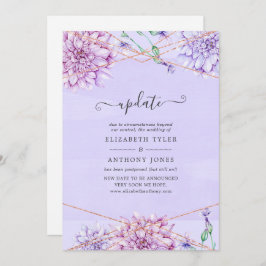 Lavender und Gold Floral Geometric Wedding Update Einladung