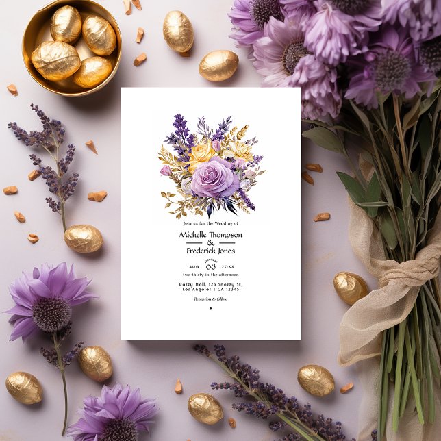Lavender und Gold Floral Winter Wedding Einladung (Von Creator hochgeladen)