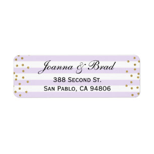 Lavender und Gold Rücksendeadresse Label Hochzeit