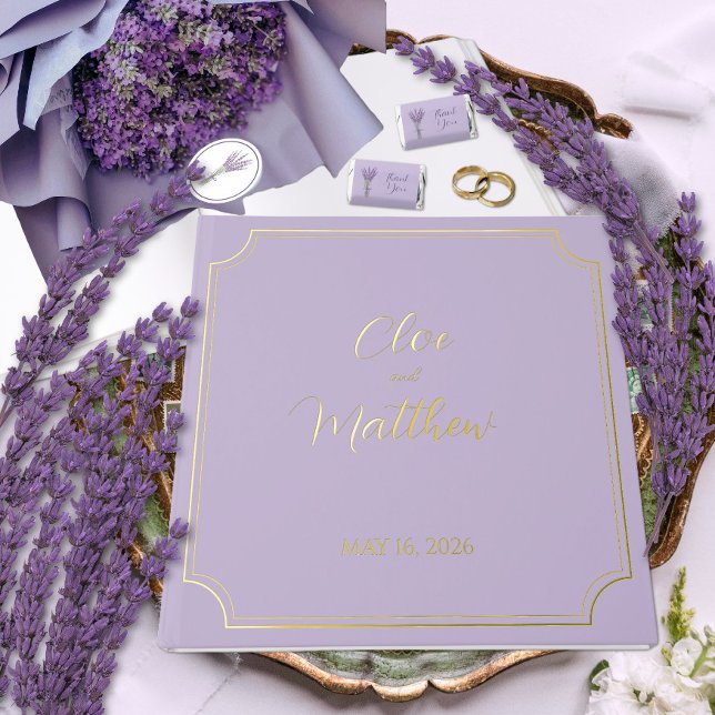 Lavender und Gold Script Classic Wedding Gästebuch (Von Creator hochgeladen)