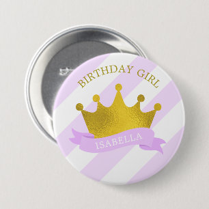 Lavender und Gold Tiara "Birthday Girl" Button