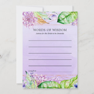 Lavender und Golden Floral Geometric Brautparty Hinweiskarte