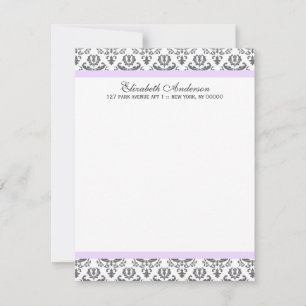 Lavender und Gray Damask Flat Vielen Dank Einladung