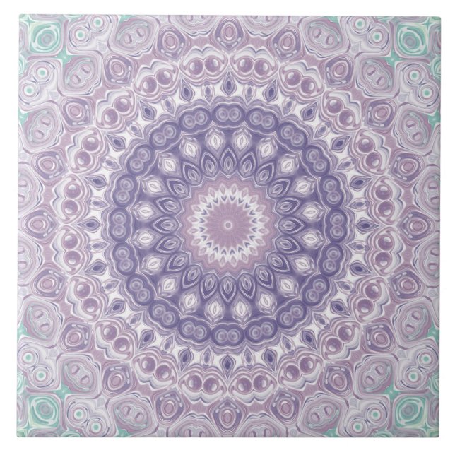 Lavender und Lilac Mandala Pattern Fliese (Vorderseite)