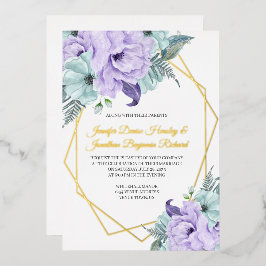 Lavender und Mint Peonies Wedding Folieneinladung