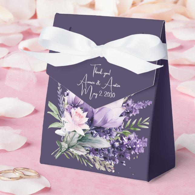 Lavender und Pink Watercolor Florals Wedding Geschenkschachtel (Hochzeit)