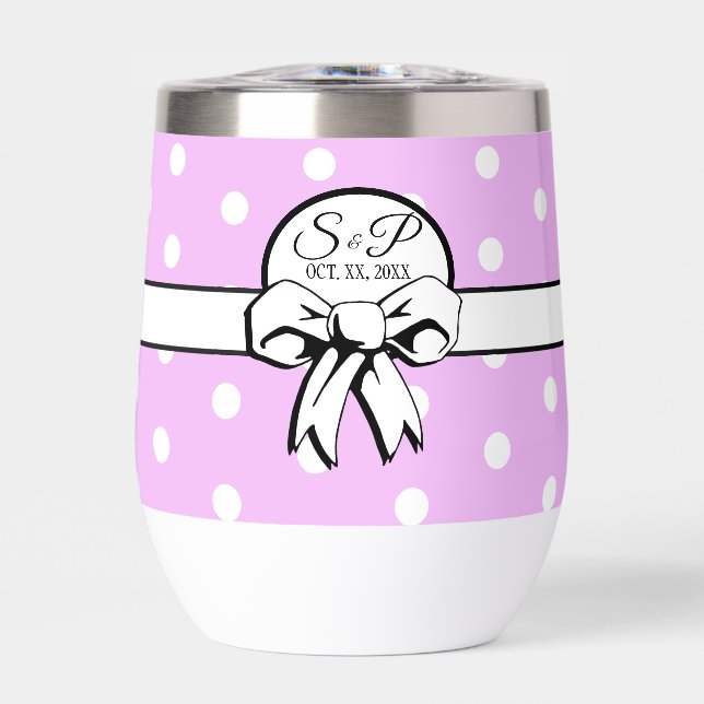 Lavender und White Polka Dot White Bow personalisi (Vorderseite)