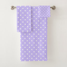 Lavender und White Polka Dots Badhandtuch Set