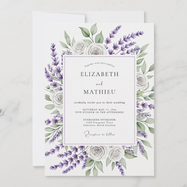 Lavender Verdant Spring Wedding Einladung (Vorderseite)