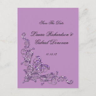 Lavender Verziert Jewelen Save the Date Ankündigungspostkarte