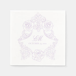 Lavender Victorian Crest Monogram Wedding Serviette