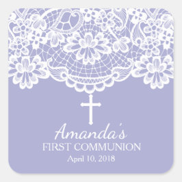 Lavender Vintag Lace First Holy Communion Sticker