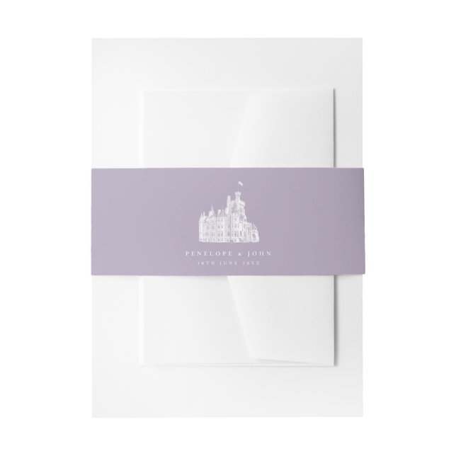 Lavender Vintage Castle Destination Wedding Einladungsbanderole (Vorderseite Beispiel)
