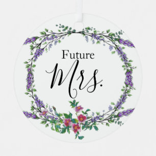 Lavender, Vintage Rose, Eukalyptus Future Mrs. Ornament Aus Metall