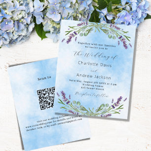 Lavender violet blauen QR Hochzeit Einladung