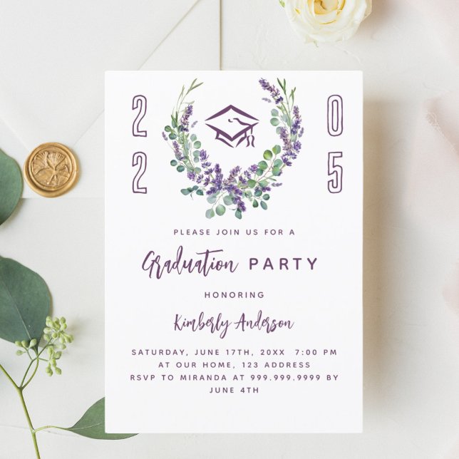 Lavender violet class 2025 Luxus Graduation Party Einladung (Von Creator hochgeladen)