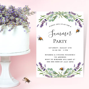 Lavender violet floral summer outdoor party einladung