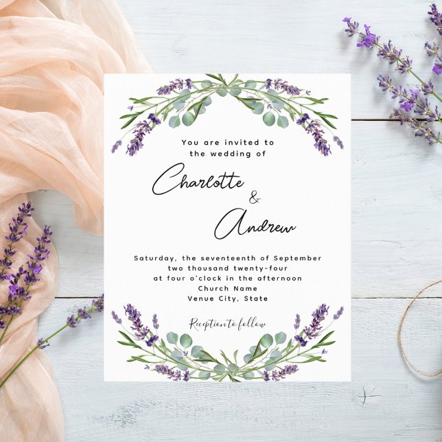 Lavender violet florals Drehbuch Budget Hochzeit (Von Creator hochgeladen)