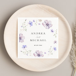 Lavender Violet Lila Frühling Wildblumen Hochzeit Serviette