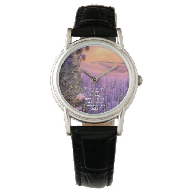 Lavender  Watch Lamentations 3:23 Armbanduhr (Vorderseite)