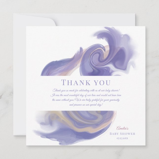 Lavender Watercolor Abstract Birthday Dankeskarte (Vorderseite)