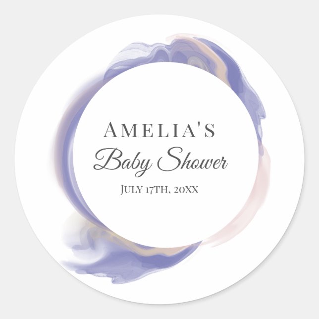 Lavender Watercolor Abstract Round Sticker (Vorderseite)