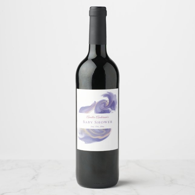 Lavender Watercolor Abstract Wine Bottle Label Weinetikett (Vorderseite)