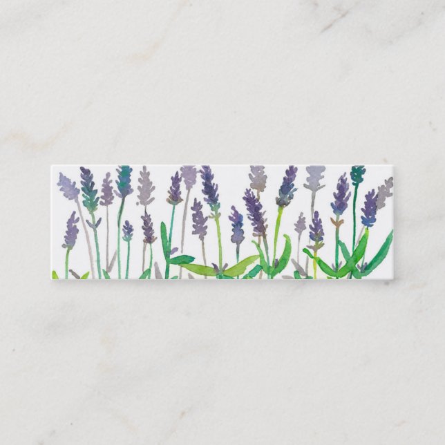 Lavender Watercolor-Blume Mini Visitenkarte (Vorderseite)
