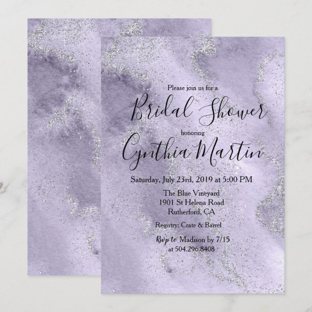 Lavender Watercolor Bridal Dusche Einladung (Vorne/Hinten)