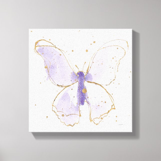 Lavender Watercolor Butterfly Leinwanddruck (Vorderseite)